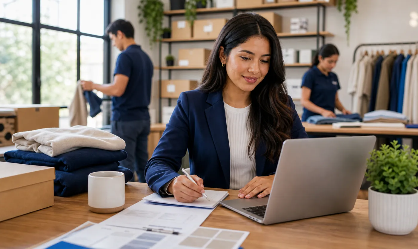 Emprendedor peruano gestionando una pequeña empresa en crecimiento